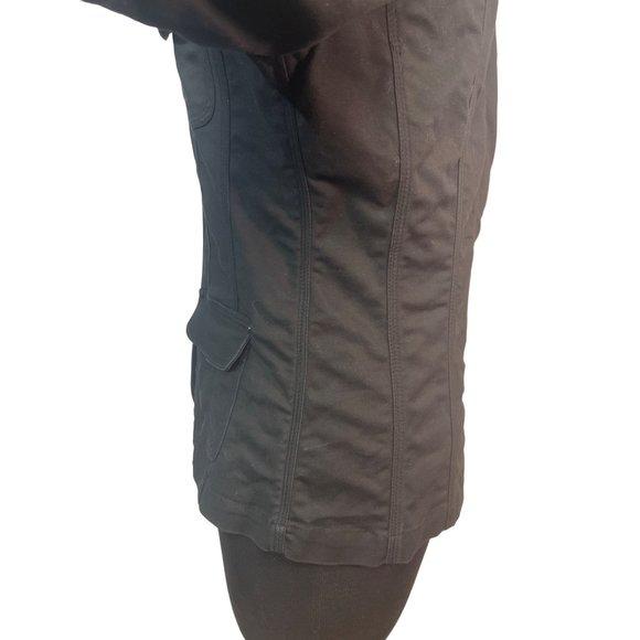 Chico’s Size 0 Small Metal Toggle Buckle Jacket Black Fitted Stretch - Picture 4 of 8